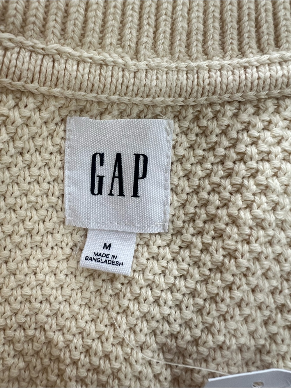 Gap NWT Cable-Knit 100% Cotton Cardigan Lapel Collar Sweater in Birch Cream, M - Picture 6 of 9